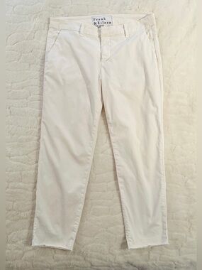 Frank & Eileen Women's Size 6 Ivory Wicklow Italian Chino Crop Pants Raw Hem